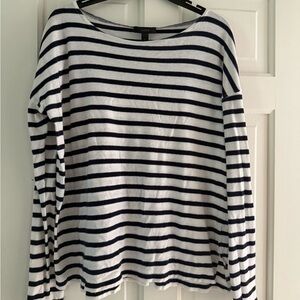 J Crew Striped cotton Navy and White Women's Top